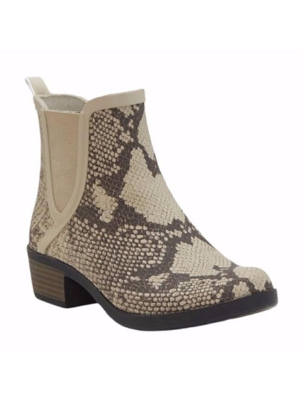 LUCKY Brand "Basel H2O" Rain Boot Womens New Block Heel Snake Print